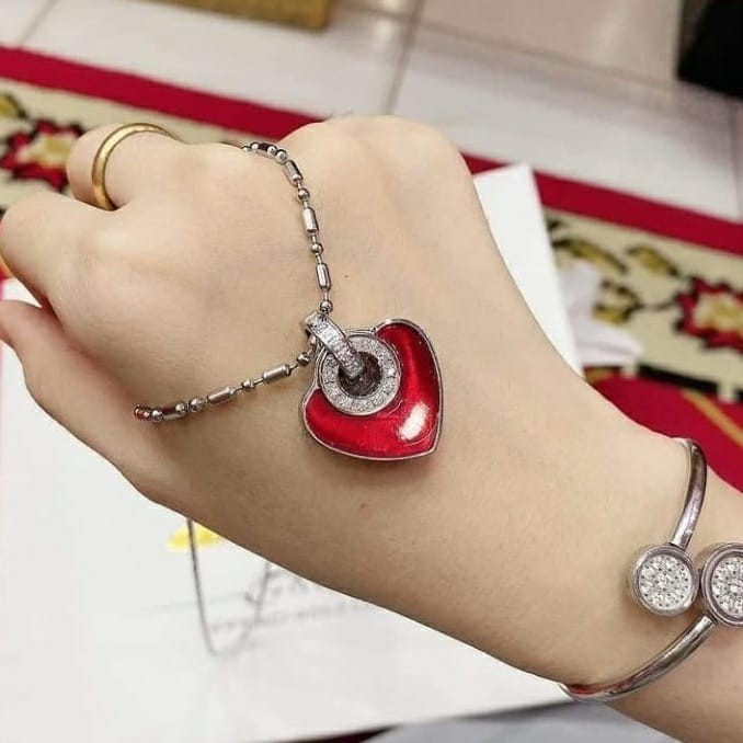 Kalung Kesehatan Couple Heart Red Gelang Original MCI MGI