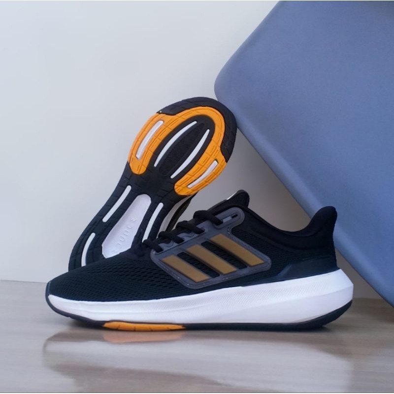 Sepatu Sneakers Lari Pria Adidas Ultra Bounce Black Gold (100% Original Komponen)