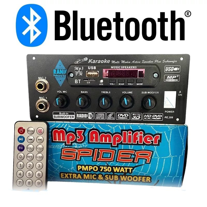 Kit Speaker Aktif SPIDER MP3 player Power Amplifier