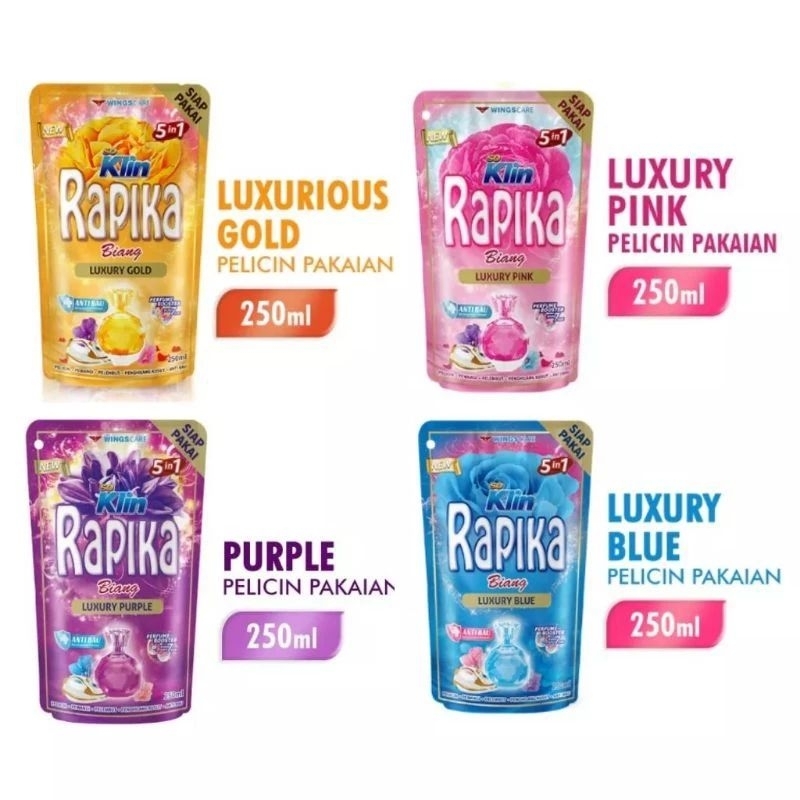 Wings Care Soklin So Klin Rapika Biang 5in1 Luxury Pink Pelicin Pakaian Pengharum Baju 250ml