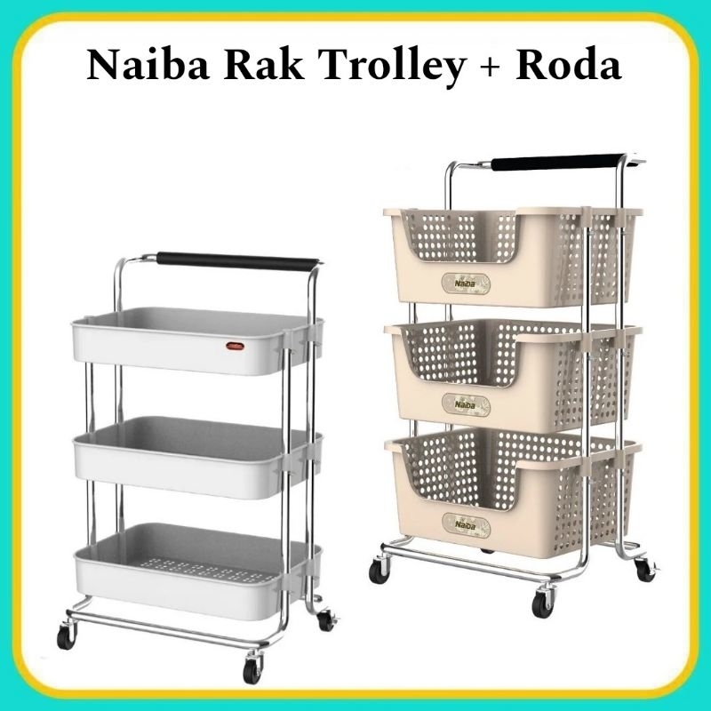 RAK SUSUN NAIBA/TROLI PLUS RODA SUSUN 3/KERANJANG PENYIMPANAN SERBAGUNA/ORGANIZER