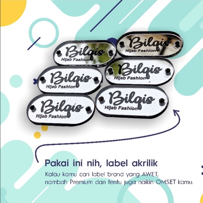 Label Acrylic Custom / Akrilik Murah / Fashion / Hijab / Free Design