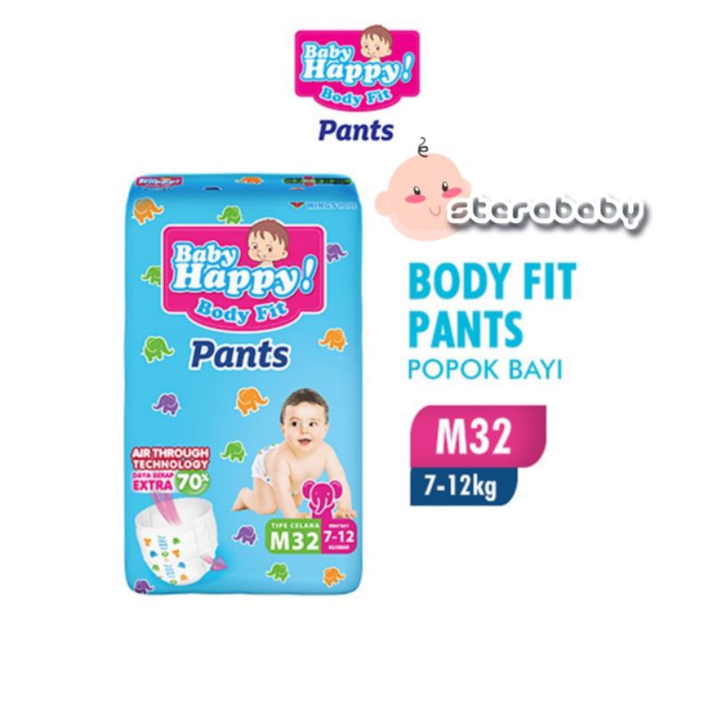 BABY HAPPY PANTS M 32/BABY HAPPY/POPOK BAYI CELANA/POPOK BABYHAPPY M32