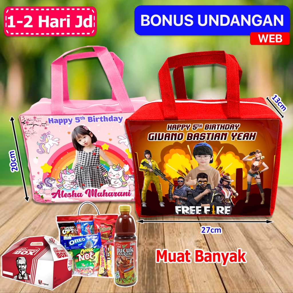 

Tas Goodie Bag Ulang Tahun Anak Free Fire FF