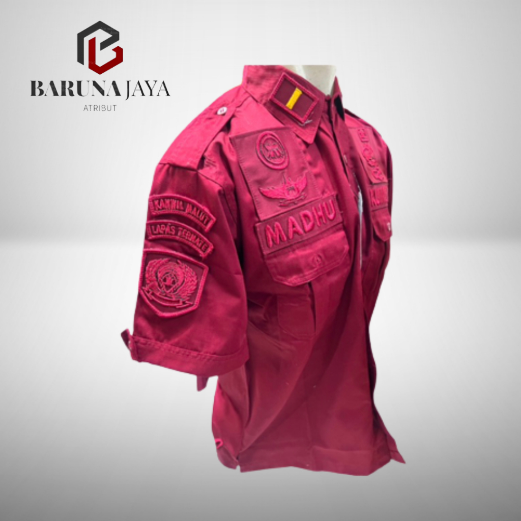 Kemeja Tactical Kemenkuman Terbaru/Tactical Kumham/Merah Maroon