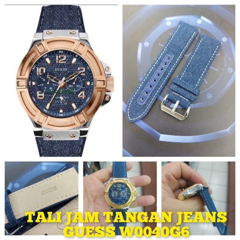 Tali Jam tangan kulit Jeans buat Guess W0040G6
