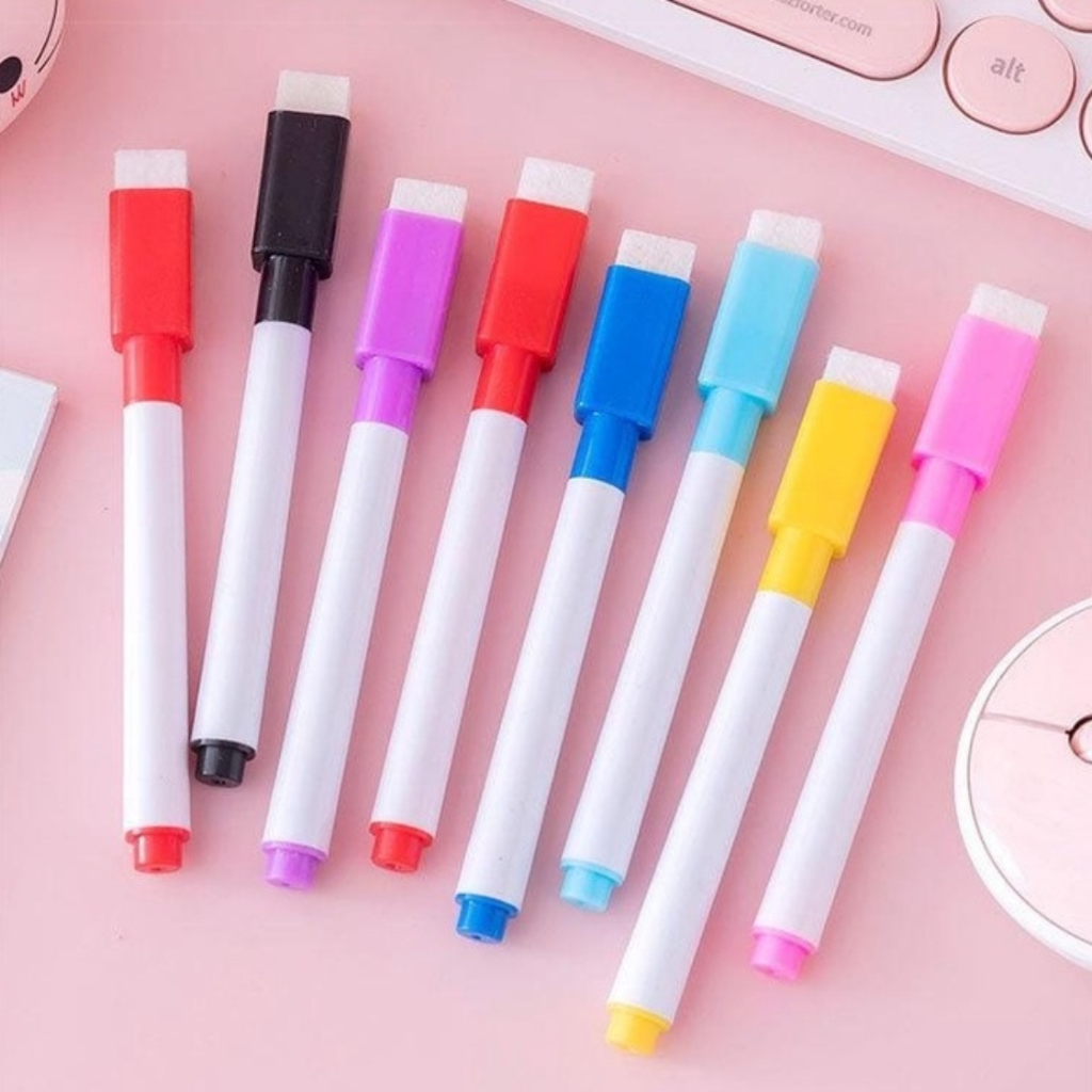 

8 Pcs Spidol Mini Penghapus Papan Tulis Set - Wipe and Clean