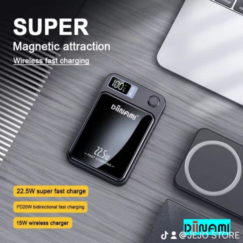 Diinami A91 Power Bank Wireless Magsafe Powerbank Magnetic 10.000mAh