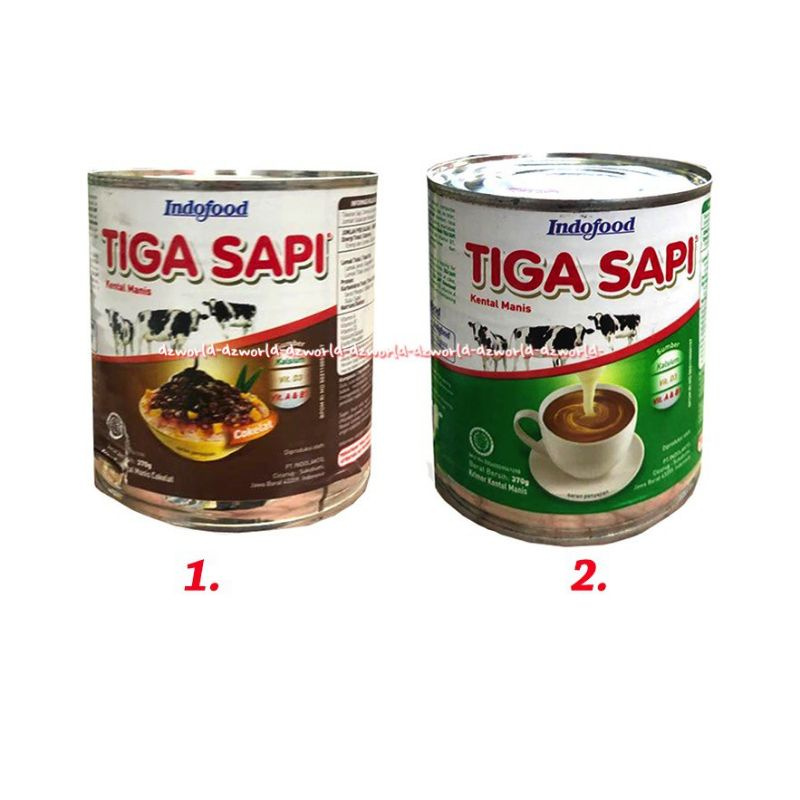 

Tiga Sapi Indofood Susu Krimer Kental Manis 490G Putih Cokelat