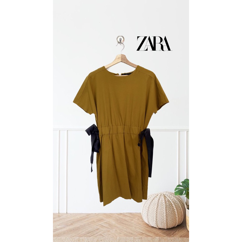 Preloved Zara Dress Mustard Unik original zara 100%