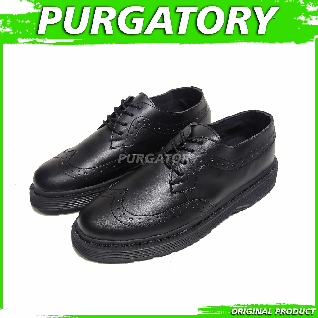 PURGATORY - Sepatu Pantofel Formal Docmart Pria Hitam Kerja Kantor Wingtip