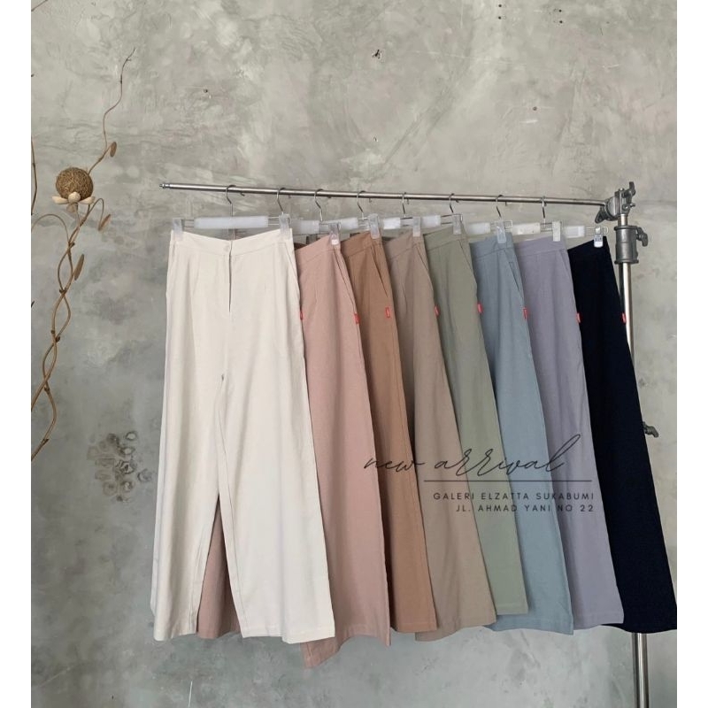 palazo linen highwaits celana kulot dauky