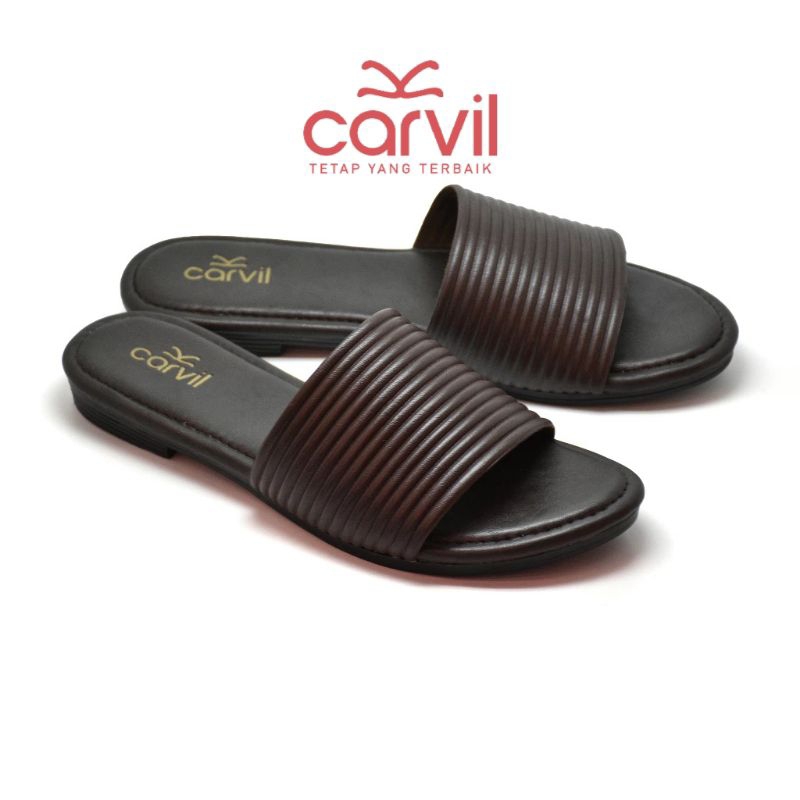 CARVIL Sandal Wanita Terbaru Slop Sendal Selop Cewek Original 100% Kekinian Mewah Simpel Simple Vira