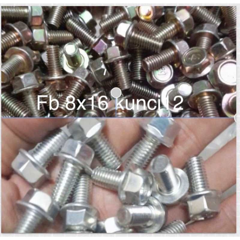 paket 50 pcs/ baut flange m816 baut step kunci 12
