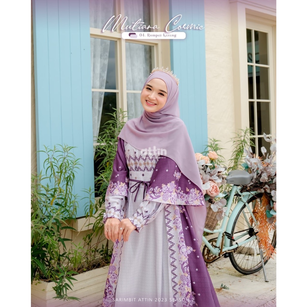 Pashmina Mutiara Series by Attin - Pasmina Mutiara Cosmic Warna Maroon Silver Soft Lavender Bahan Ce