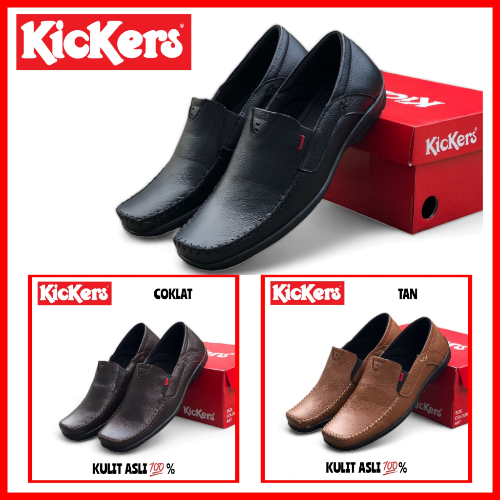 SEPATU PANTOPEL PRIA KICKERS KULIT ASLI / SEPATU KICKERS PANTOFEL FORMAL / SEPATU KERJA KANTOR COWOK