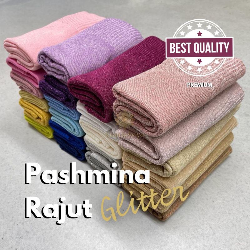 Pashmina Rajut Glitter | Hijab Kerudung Pengantin Premium | Pashmina Glitter Premium | Kerudung Hija