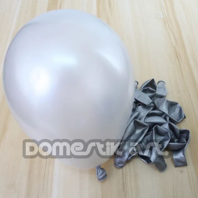 Balon Metalik SILVER / Balon latex Metalik 12 inch / Balon latex