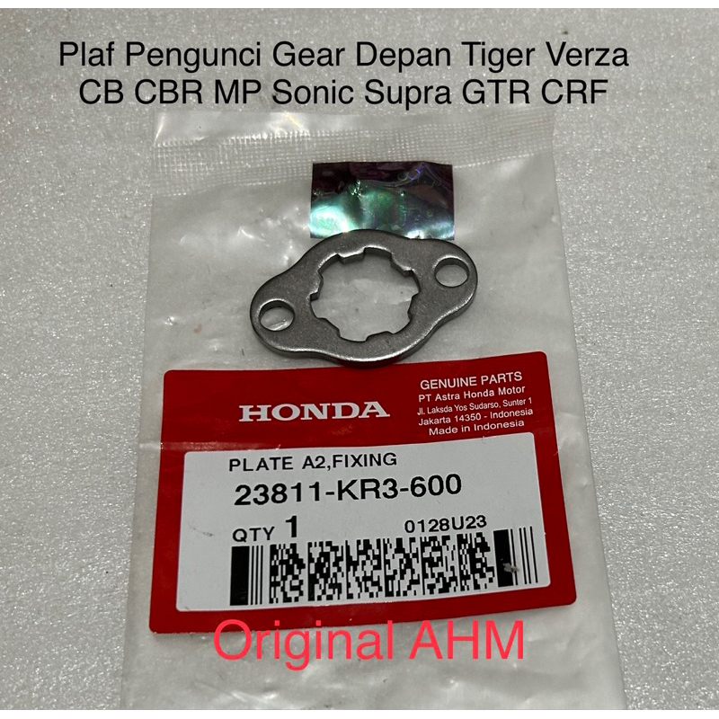 Plat Pengunci Gear Depan Tiger Verza CBCBR MP CRF Sonic Supra GTR Ori AHM 23811KR3600
