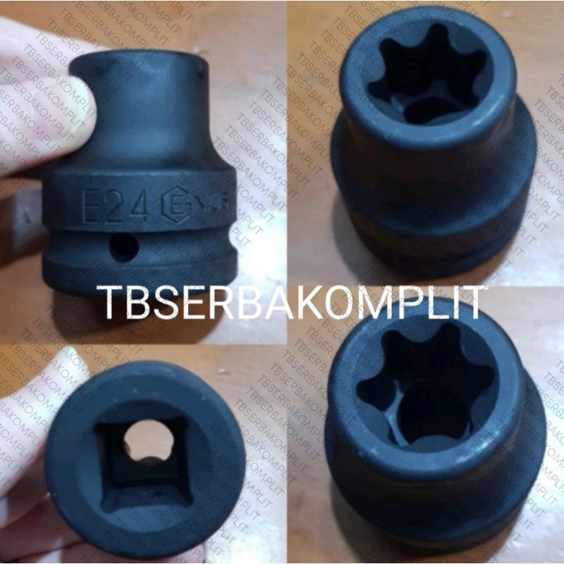 Genius Impact Star Socket Drive 3/4" Size E20 E22 E24 E26 E28 E30 E32 Mata Sok Shock E Bintang E-20 