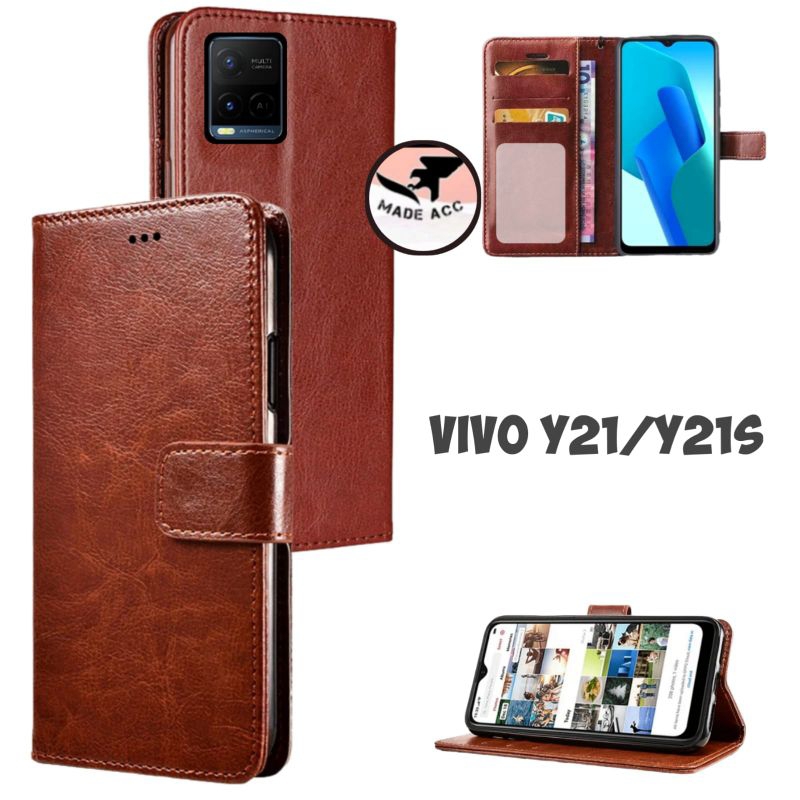 VIVO Y21 / Y21s casing dompet flip cover leather case kulit dompet