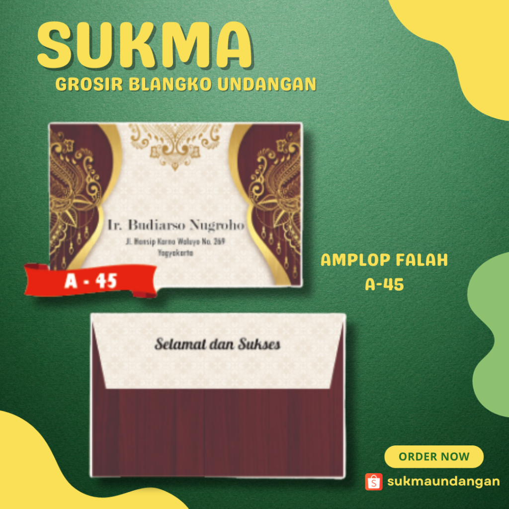 

AMPLOP KONDANGAN NIKAH MURAH FALAH A 45 50 PCS UKURAN KECIL | SUKMA UNDANGAN