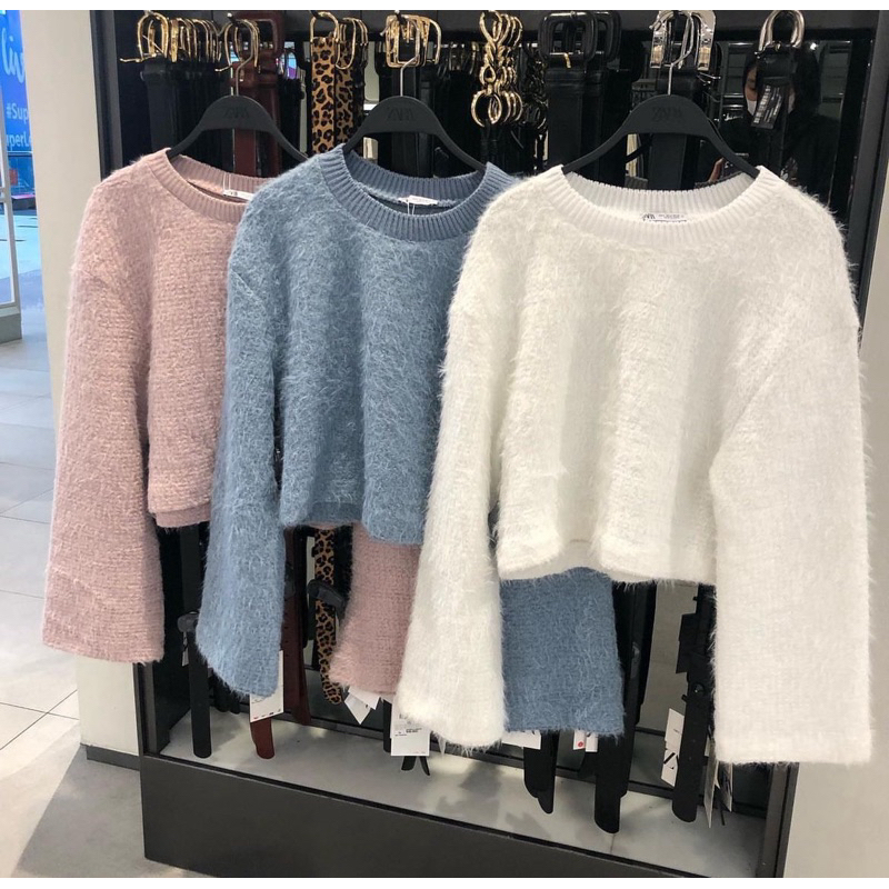 Sweater Bulu Fur Wanita Original Store Zara