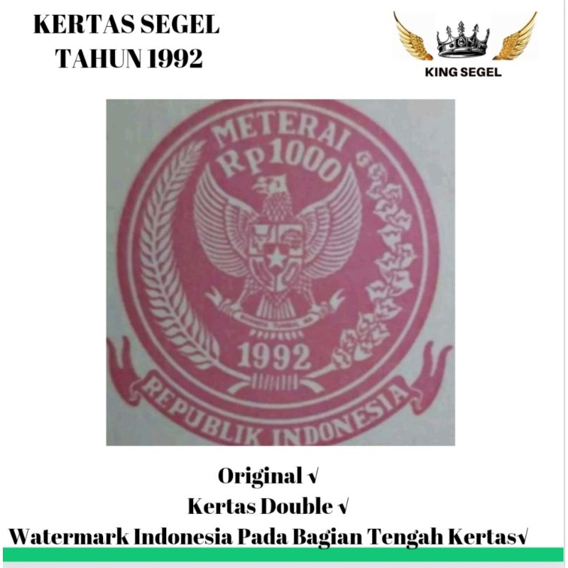

Kertas Segel Tahun 1992 Double Asli
