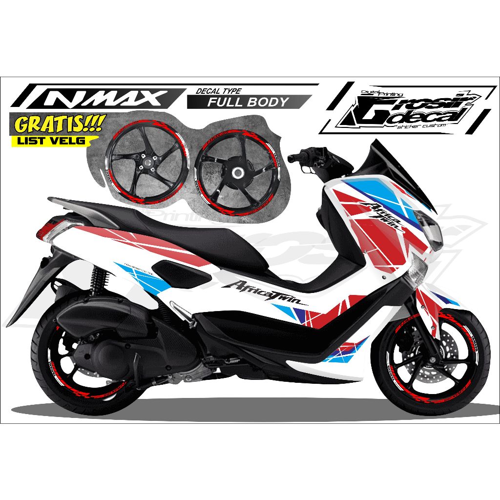 Decal Sticker Stiker NMAX Full Body Afrika Twin Sticker Decal NMAX Putih Full Body