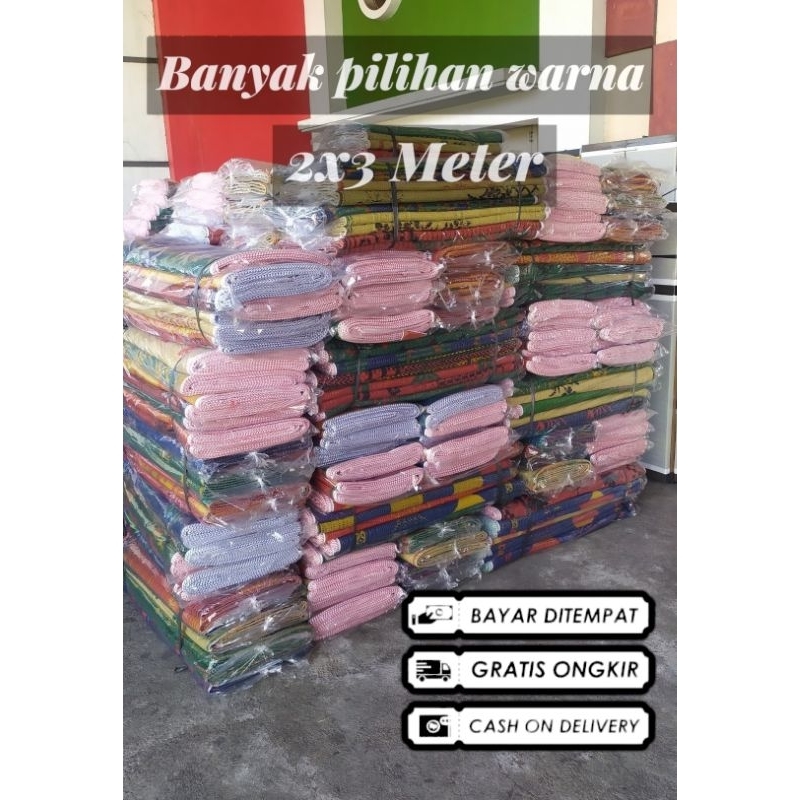 Tikar lipat plastik 2x3 meter tikar tenun lesehan