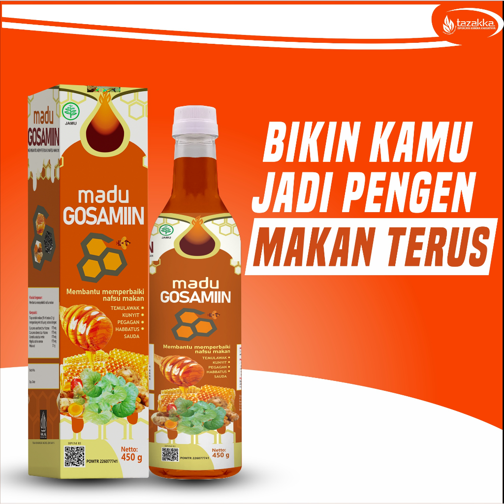 

Madu Gemuk Badan penambah Nafsu Makan GOSAMIN Tazakka sudah BPOM isi 450gram ORIGINAL Produk
