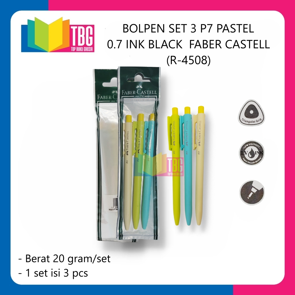 

1 SET BALLPOINT SET 3 P7 PASTEL 0.7 INK BLACK FABER CASTELL PULPEN BOLPEN BOLPOIN (R-4508)