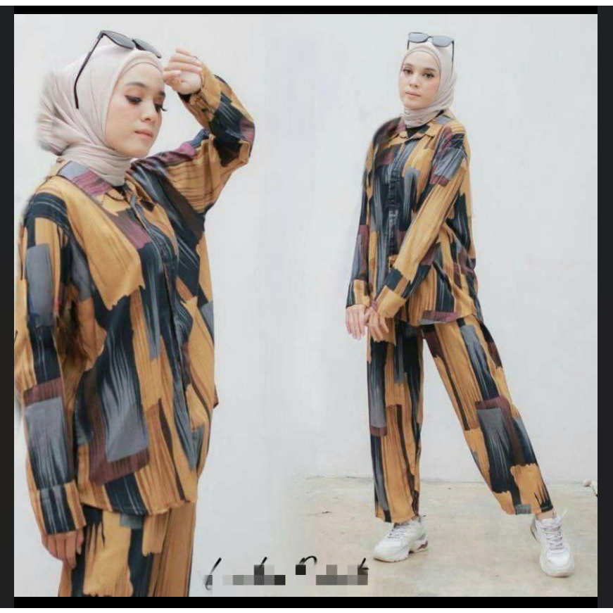 Baju Setelan Wanita Rayon Kekinian Motif Syahnaz 2023 Terbaru