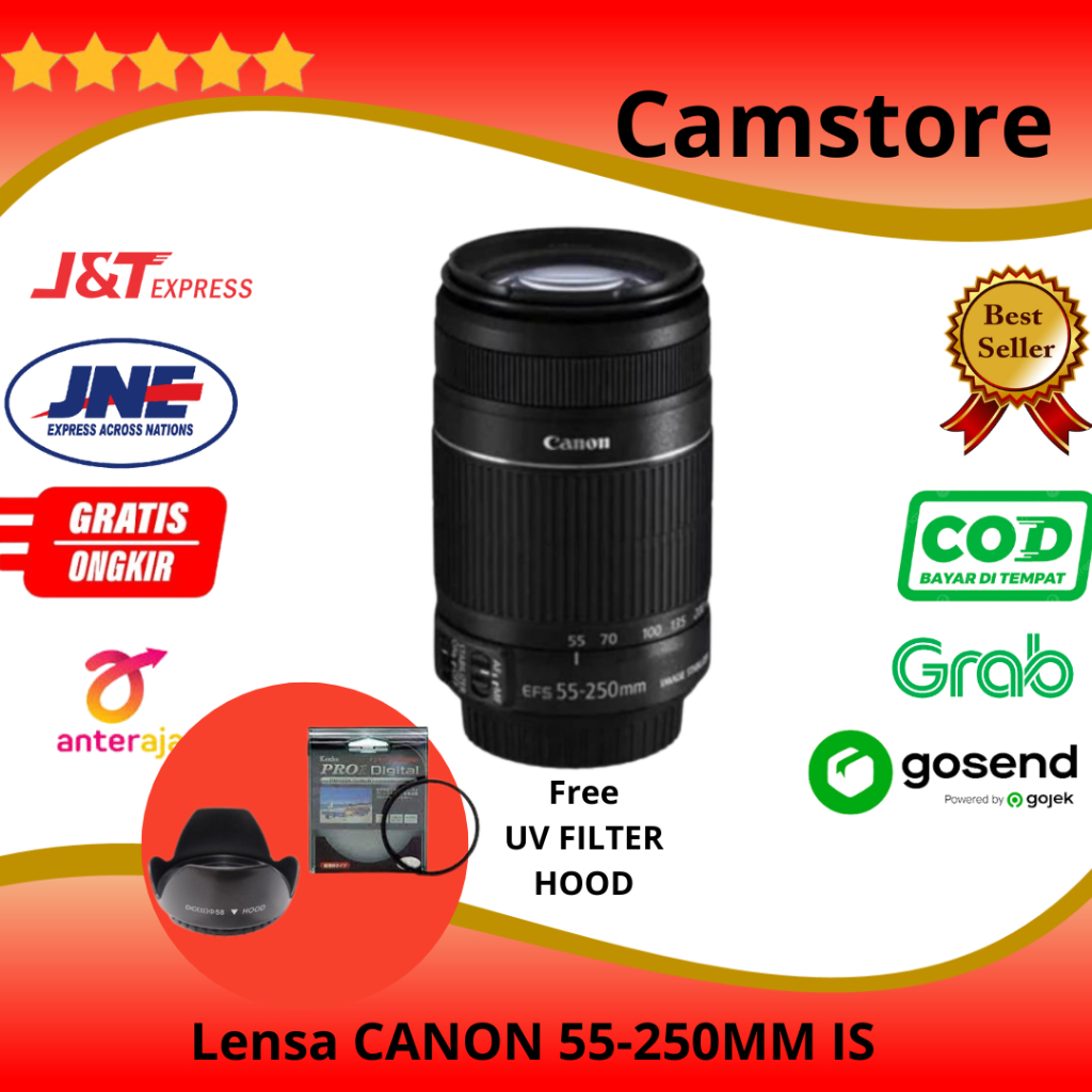 LENSA CANON 55-250MM IS/ LENSA KAMERA DSLR CANON EFS 55-250MM IS / Tele Zoom Canon DSLR Canon