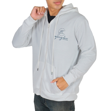 BATIK TRUSMI Jaket Hoodie Batik Wayang Yudhistira Putih