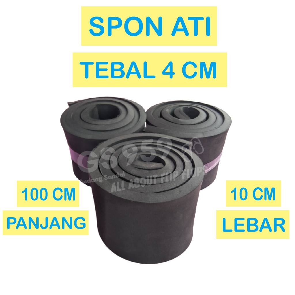 SPON ATI / BUSA ATI / SPON EVA TEBAL 4 CM WARNA HITAM BENTUK POTONGAN PERSEGI PANJANG