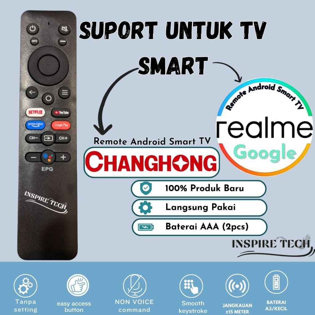 Remot Remote TV Android Realme Smart Tv LED LCD Changhong realme 805 NO VOICE