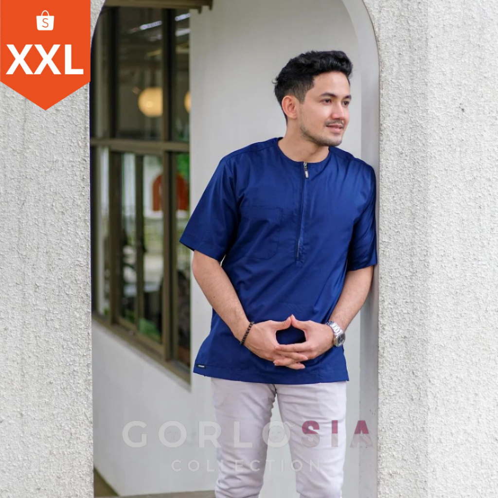 Baju Koko Kerah Oneck | Baju Koko Model Resleting | Baju Koko Jumbo Lengan Pendek | Baju Koko Bahan 