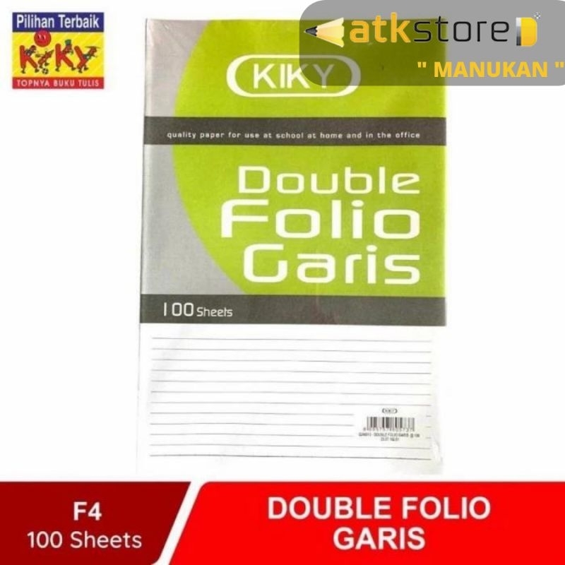

KIKY DOUBLE FOLIO BERGARIS ISI 100 LEMBAR || Kiky kertas folio 1 pack isi 100 lembar