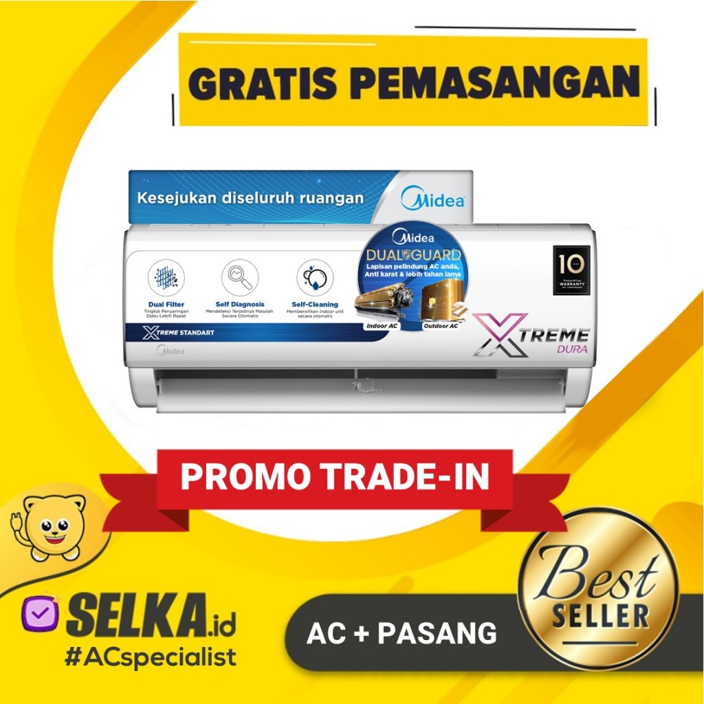 AC MIDEA MSAF-05CRN2X + PASANG AC SPLIT 1/2 PK STANDARD