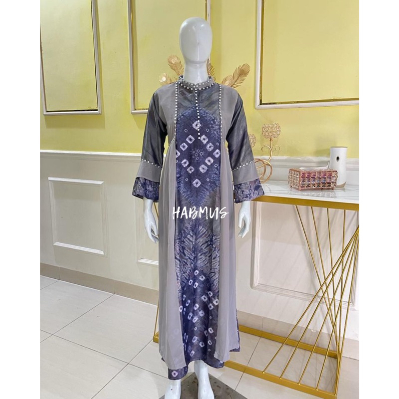 Gamis jumputan palembang asli tenun sutra silk premium