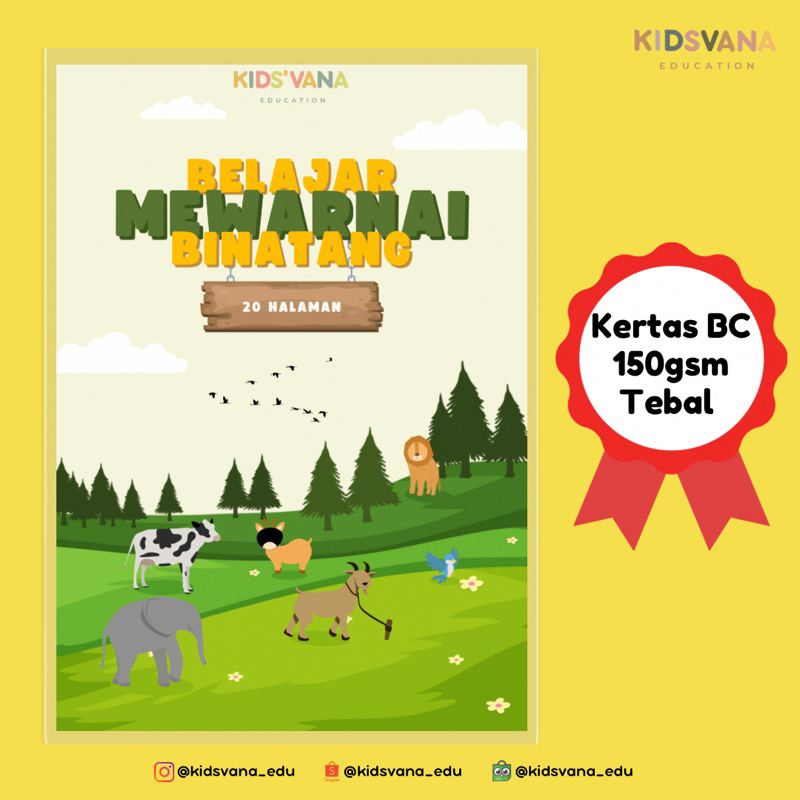 

Lembar Aktivitas Belajar Mewarnai - Tema Binatang - 20 Halaman - Kertas Brief Card A4