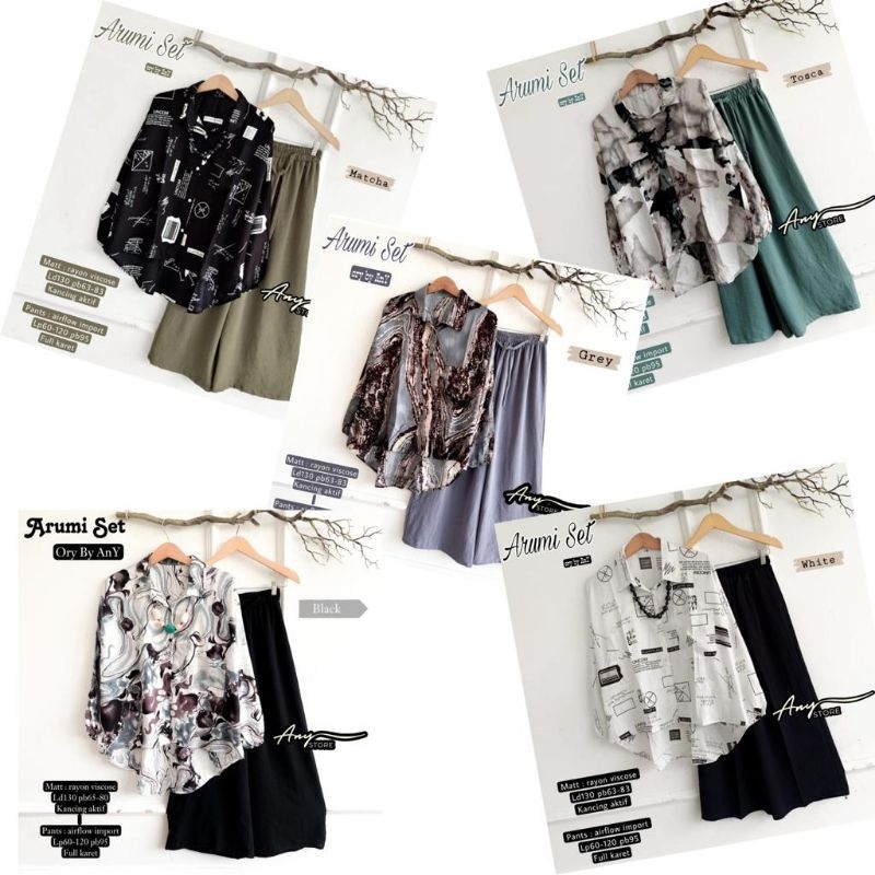 100% ORI Arumi daily set wanita by A.N.Y / ANY | Ld 130 Pjc 95