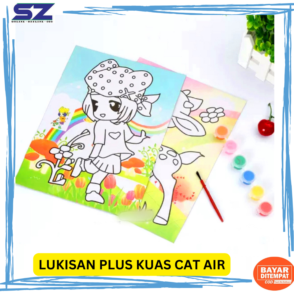 

LUKISAN PLUS KUAS PLUS CAT AIR 2 LEMBAR KERAJINAN TANGAN ANAK MELUKIS