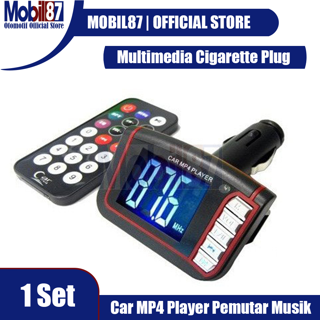 Car MP4 Player Pemutar Musik Mobil Multimedia Cigarette Plug - 3294 - Black mobil87