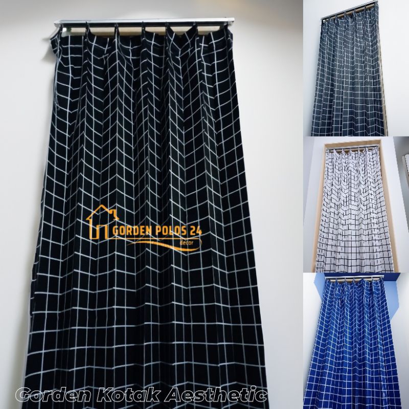 Gorden kotak jendela dan pintu bahan katun model plisket cantolan - Tirai pintu kamar - gorden kawat