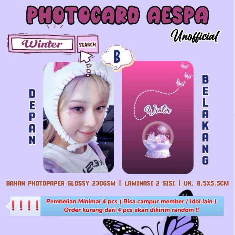 Photocard AESPA - WINTER / Photocard Unofficial / Photocard  WINTER AESPA / PC WINTER / MY / PC AESP