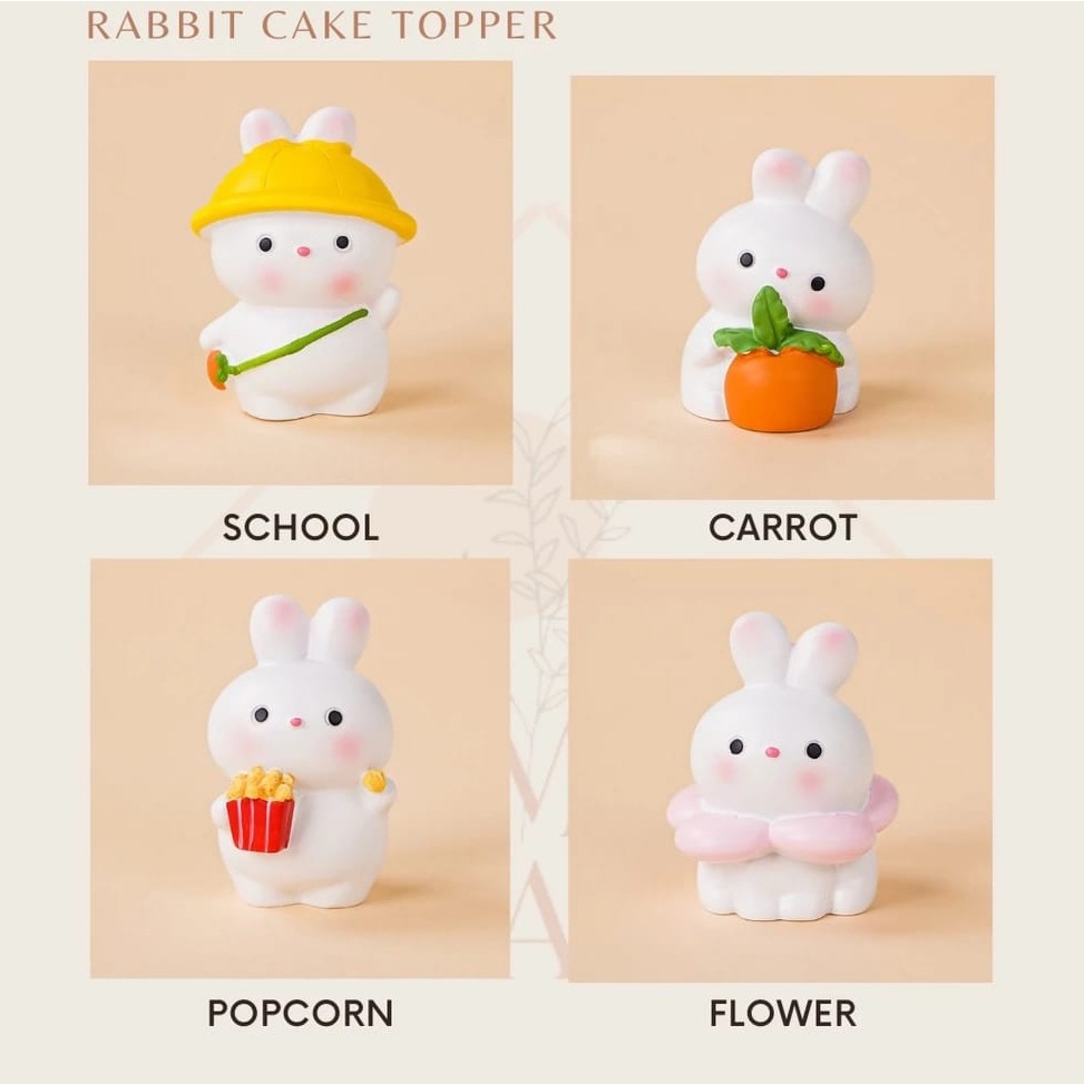 Topper Hiasan Dekorasi Koleksi Cake Kue Ulang Tahun Pesta Wedding Natal Christmas Rabbit Bunny Kelin