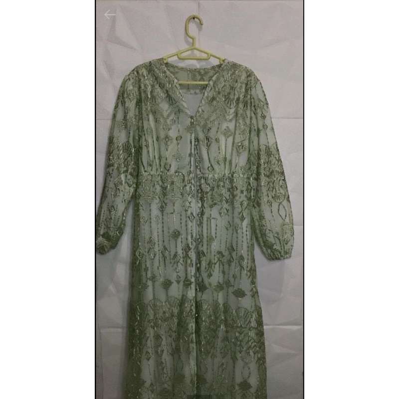 Dress Brukat  Panjang Sage/Gamis Sage