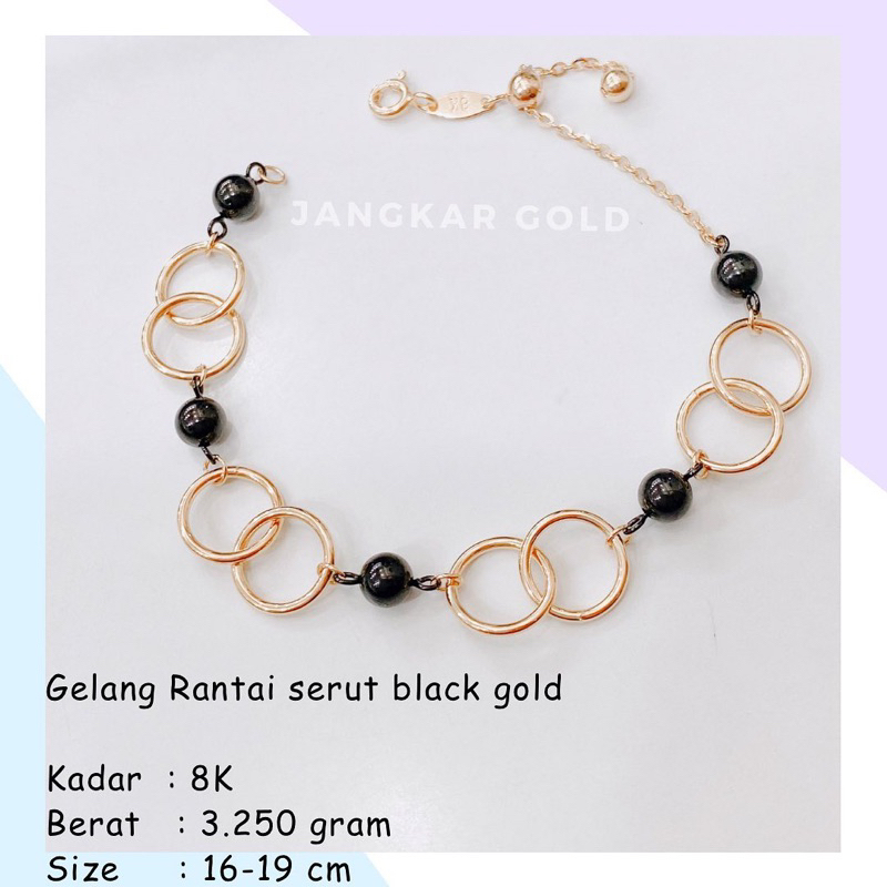 GELANG RANTAI SERUT BLACKGOLD 8K 3.250GR PLACATO BLACK GOLD